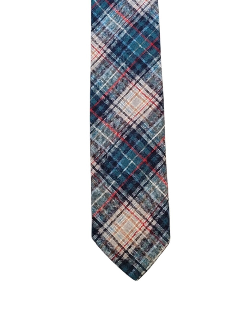 Vintage Pendleton 100% Virgin Wool Blue Plaid Men's Tie - Classic Pattern